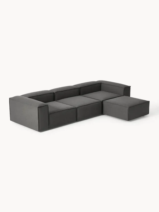 Sofás 4 Plazas|Sofás>Westwing Collection Sofá rinconera modular con reposapiés izquierdo/derecho Lennon (4 plazas) Tejido gris antracita