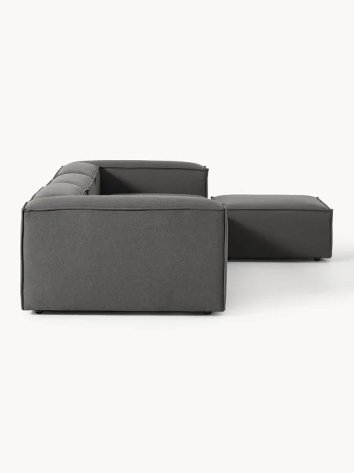 Sofás 4 Plazas|Sofás>Westwing Collection Sofá rinconera modular con reposapiés izquierdo/derecho Lennon (4 plazas) Tejido gris antracita