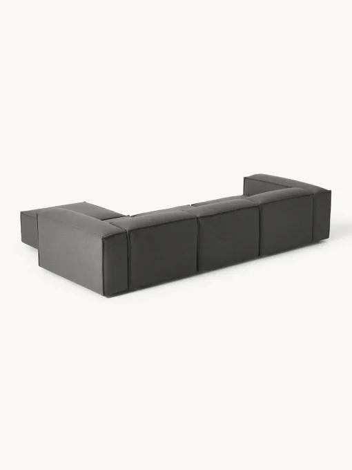 Sofás 4 Plazas|Sofás>Westwing Collection Sofá rinconera modular con reposapiés izquierdo/derecho Lennon (4 plazas) Tejido gris antracita