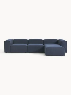 Sofás 4 Plazas|Sofás>Westwing Collection Sofá rinconera modular con reposapiés izquierdo/derecho Lennon (4 plazas) Tejido azul oscuro