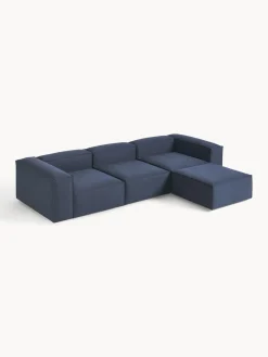 Sofás 4 Plazas|Sofás></noscript>Westwing Collection Sofá rinconera modular con reposapiés izquierdo/derecho Lennon (4 plazas) Tejido azul oscuro