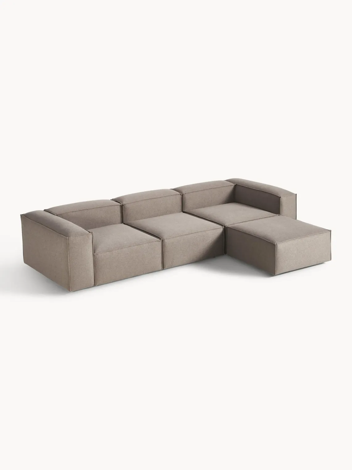 Sofás 4 Plazas|Sofás>Westwing Collection Sofá rinconera modular con reposapiés izquierdo/derecho Lennon (4 plazas) Tejido taupe