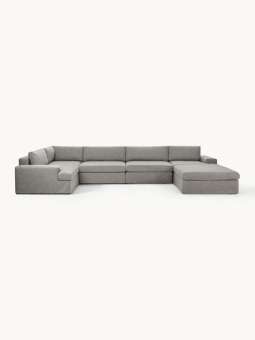 Sofás Rinconeras|Sofás>Westwing Collection Sofá rinconera modular con tapizado desenfundable Russell Tejido gris jaspeado