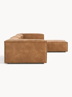 Sofás 4 Plazas|Sofás></noscript>Westwing Collection Sofá rinconera modular de cuero reciclado con reposapiés izquierdo/derecho Lennon (4 plazas) Cuero marrón