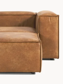 Sofás 4 Plazas|Sofás></noscript>Westwing Collection Sofá rinconera modular de cuero reciclado con reposapiés izquierdo/derecho Lennon (4 plazas) Cuero marrón