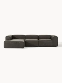 Sofás>Westwing Collection Sofá rinconera modular de cuero reciclado Lennon Cuero taupe