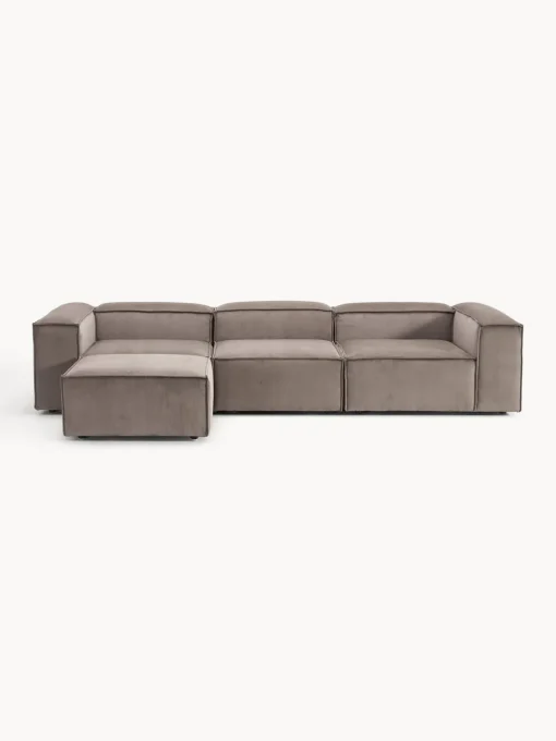 Sofás 4 Plazas|Sofás>Westwing Collection Sofá rinconera modular de pana con reposapiés izquierdo/derecho Lennon (4 plazas) Pana taupe