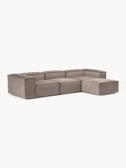 Sofás 4 Plazas|Sofás></noscript>Westwing Collection Sofá rinconera modular de pana con reposapiés izquierdo/derecho Lennon (4 plazas) Pana taupe