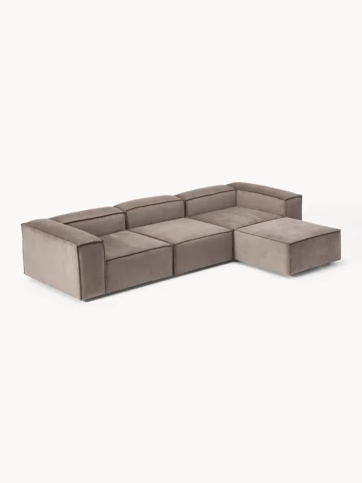 Sofás 4 Plazas|Sofás>Westwing Collection Sofá rinconera modular de pana con reposapiés izquierdo/derecho Lennon (4 plazas) Pana taupe