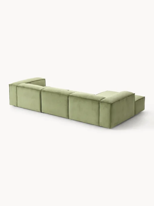 Sofás>Westwing Collection Sofá rinconera modular de pana Lennon Pana verde oliva