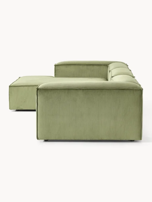 Sofás>Westwing Collection Sofá rinconera modular de pana Lennon Pana verde oliva