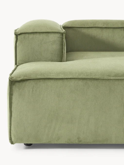 Sofás>Westwing Collection Sofá rinconera modular de pana Lennon Pana verde oliva