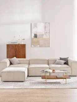 Outlet Sofá rinconera modular de pana con reposapiés izquierdo/derecho Lennon (4 plazas) Sofás 4 Plazas|Sofás
