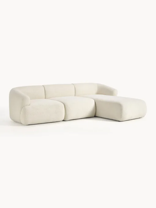 Sofás Rinconeras|Sofás>Westwing Collection Sofá rinconera modular de borreguillo Sofia (3 plazas) Borreguillo blanco Off White
