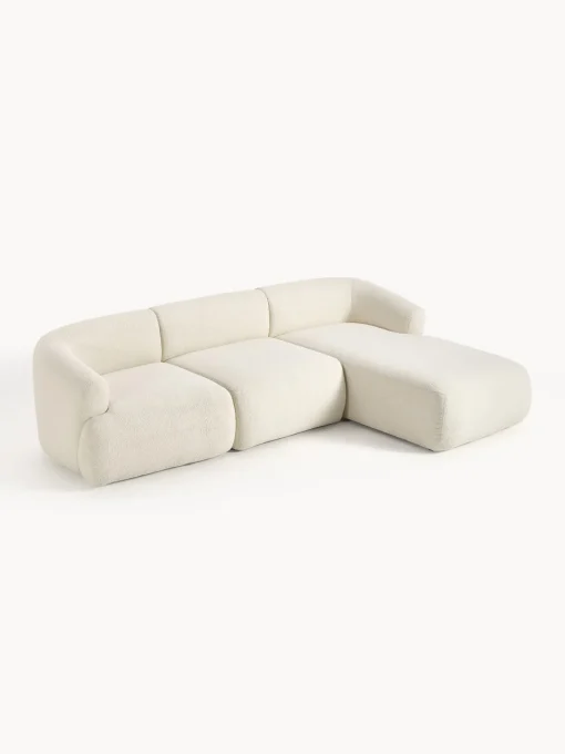 Sofás Rinconeras|Sofás>Westwing Collection Sofá rinconera modular de borreguillo Sofia (3 plazas) Borreguillo blanco Off White