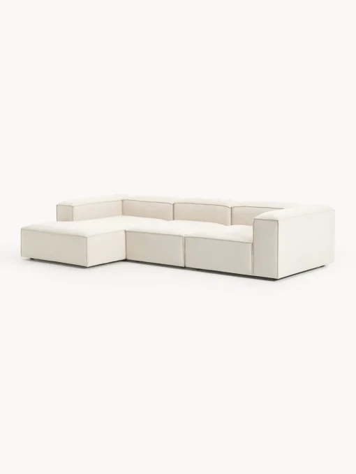 Sofás>Westwing Collection Sofá rinconera modular de mezcla de lino Lennon Mezcla de lino beige