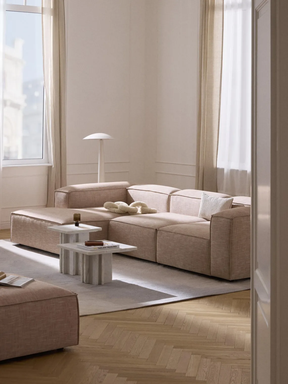 Hot Sofá rinconera modular de mezcla de lino Lennon Sofás