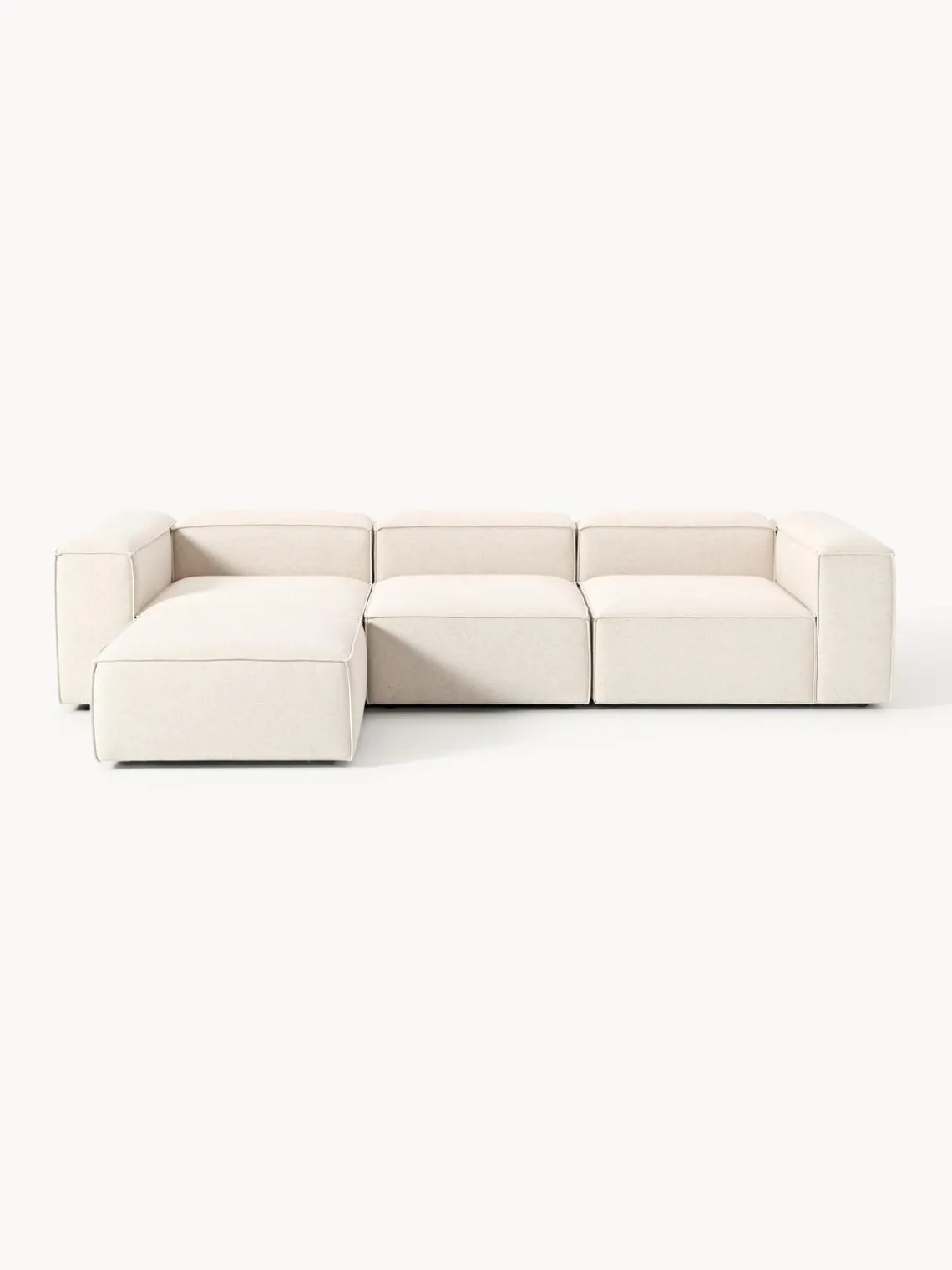 Sofás 4 Plazas|Sofás>Westwing Collection Sofá rinconera modular de mezcla de lino con reposapiés izquierdo/derecho Lennon (4 plazas) Mezcla de lino beige