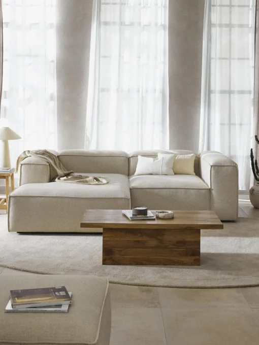 Sofás>Westwing Collection Sofá rinconera modular de mezcla de lino Lennon Mezcla de lino beige