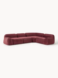Outlet Sofá rinconera modular de borreguillo bouclé Wolke (4 plazas) Sofás Rinconeras|Sofás