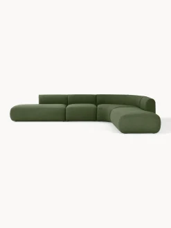 Sofás Rinconeras|Sofás>Westwing Collection Sofá rinconera modular en tejido bouclé Sofia (4 plazas) Bouclé verde oscuro