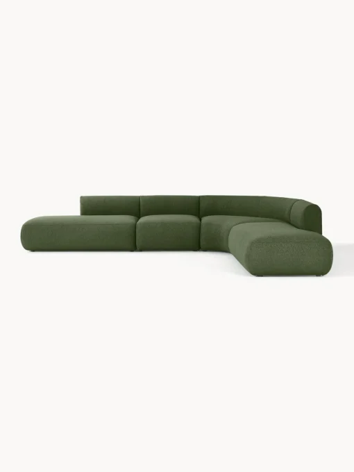 Sofás Rinconeras|Sofás>Westwing Collection Sofá rinconera modular en tejido bouclé Sofia (4 plazas) Bouclé verde oscuro