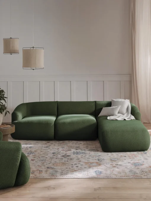 Outlet Sofá rinconera modular en tejido bouclé Sofia (3 plazas) Sofás Rinconeras|Sofás