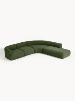 Sofás Rinconeras|Sofás></noscript>Westwing Collection Sofá rinconera modular en tejido bouclé Sofia (4 plazas) Bouclé verde oscuro