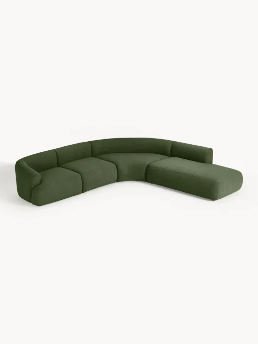 Sofás Rinconeras|Sofás>Westwing Collection Sofá rinconera modular en tejido bouclé Sofia (4 plazas) Bouclé verde oscuro