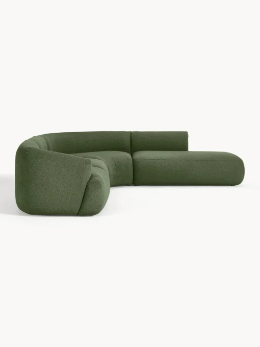 Sofás Rinconeras|Sofás>Westwing Collection Sofá rinconera modular en tejido bouclé Sofia (4 plazas) Bouclé verde oscuro
