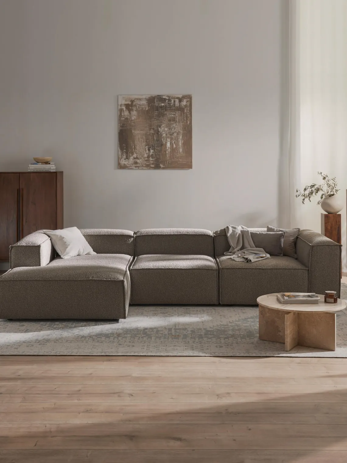 New Sofá rinconera modular en tejido bouclé Lennon Sofás
