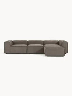 Sofás 4 Plazas|Sofás>Westwing Collection Sofá rinconera modular en tejido bouclé con reposapiés izquierdo/derecho Lennon (4 plazas) Bouclé greige