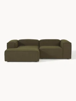 Sofás>Westwing Collection Sofá rinconera modular en tejido bouclé Lennon Bouclé verde oliva