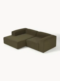 Sofás></noscript>Westwing Collection Sofá rinconera modular en tejido bouclé Lennon Bouclé verde oliva