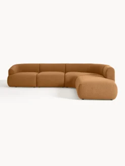 Sofás Rinconeras|Sofás>Westwing Collection Sofá rinconera modular en tejido bouclé Sofia (4 plazas) Bouclé marrón claro