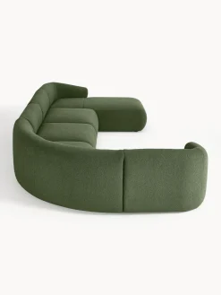 Sofás Rinconeras|Sofás></noscript>Westwing Collection Sofá rinconera modular en tejido bouclé Sofia Bouclé verde oscuro
