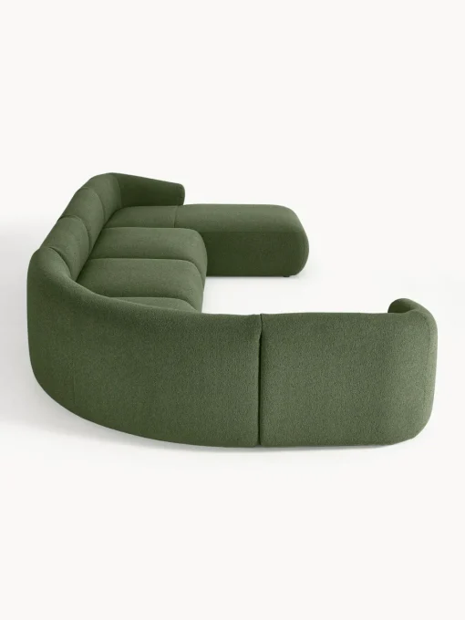 Sofás Rinconeras|Sofás>Westwing Collection Sofá rinconera modular en tejido bouclé Sofia Bouclé verde oscuro