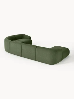 Sofás Rinconeras|Sofás></noscript>Westwing Collection Sofá rinconera modular en tejido bouclé Sofia Bouclé verde oscuro