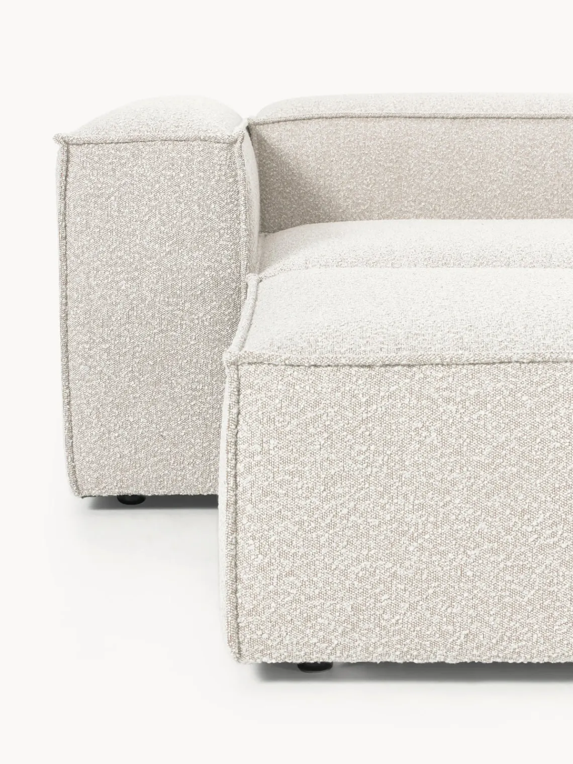 Sofás 4 Plazas|Sofás>Westwing Collection Sofá rinconera modular en tejido bouclé con reposapiés izquierdo/derecho Lennon (4 plazas) Bouclé Off White