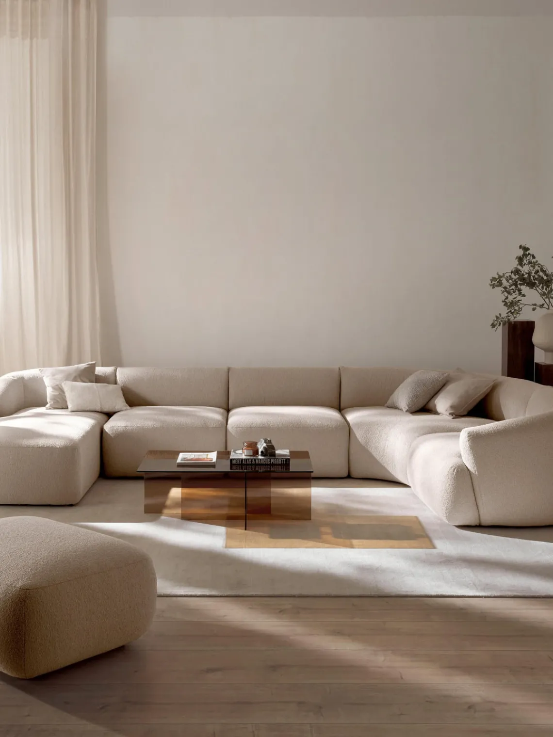 Sofás Rinconeras|Sofás>Westwing Collection Sofá rinconera modular en tejido bouclé Sofia Bouclé beige claro