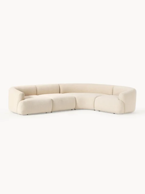 Sofás Rinconeras|Sofás>Westwing Collection Sofá rinconera modular en tejido bouclé Sofia (4 plazas) Bouclé beige claro