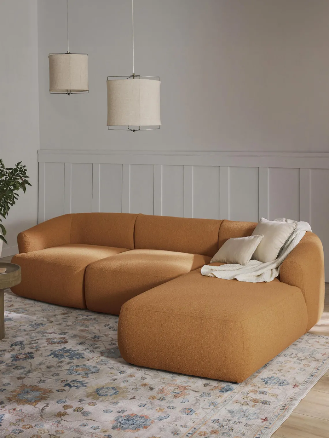 Sale Sofá rinconera modular en tejido bouclé Sofia (3 plazas) Sofás Rinconeras|Sofás