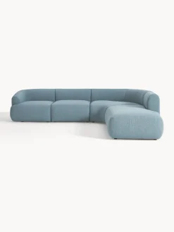 Sofás Rinconeras|Sofás>Westwing Collection Sofá rinconera modular en tejido bouclé Sofia (4 plazas) Bouclé azul