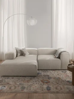 Sofás>Westwing Collection Sofá rinconera modular en tejido bouclé Lennon Bouclé blanco Off White