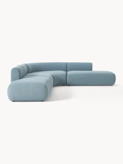 Sofás Rinconeras|Sofás></noscript>Westwing Collection Sofá rinconera modular en tejido bouclé Sofia (4 plazas) Bouclé azul