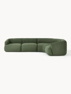 Sofás Rinconeras|Sofás>Westwing Collection Sofá rinconera modular en tejido bouclé Sofia (4 plazas) Bouclé verde oscuro