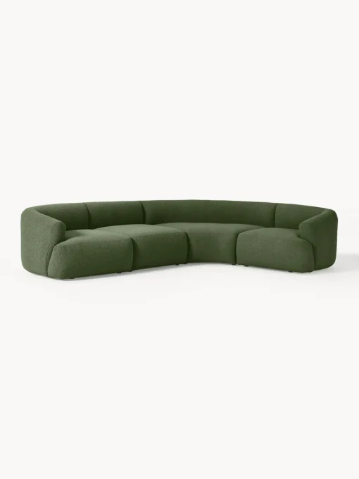 Sofás Rinconeras|Sofás>Westwing Collection Sofá rinconera modular en tejido bouclé Sofia (4 plazas) Bouclé verde oscuro