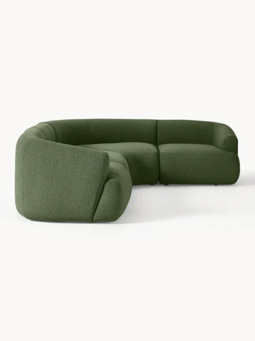 Sofás Rinconeras|Sofás>Westwing Collection Sofá rinconera modular en tejido bouclé Sofia (4 plazas) Bouclé verde oscuro
