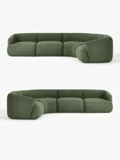 Sofás Rinconeras|Sofás></noscript>Westwing Collection Sofá rinconera modular en tejido bouclé Sofia (4 plazas) Bouclé verde oscuro
