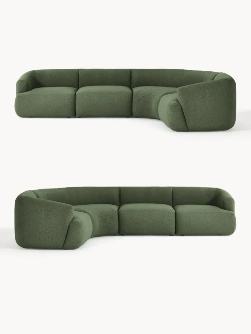Sofás Rinconeras|Sofás>Westwing Collection Sofá rinconera modular en tejido bouclé Sofia (4 plazas) Bouclé verde oscuro